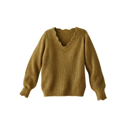 Trui En Vest<Blancheporte Trui met V-hals, patenttricot olijfgroen