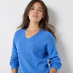 Trui En Vest<Blancheporte Trui met V-hals, patenttricot met zachte touch lavendelblauw