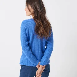 Trui En Vest<Blancheporte Trui met V-hals, patenttricot met zachte touch lavendelblauw