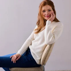Trui En Vest<Blancheporte Trui met V-hals, patenttricot met zachte touch ecru