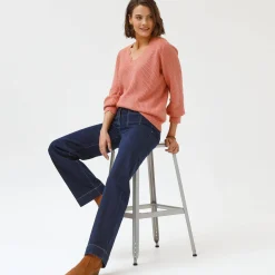 Trui En Vest<Blancheporte Trui met V-hals, patenttricot rozenhout