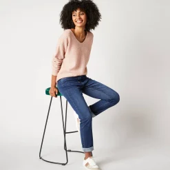 Trui En Vest<Blancheporte Trui met V-hals, patenttricot met zachte touch poederroze