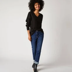 Trui En Vest<Blancheporte Trui met V-hals, patenttricot met zachte touch zwart