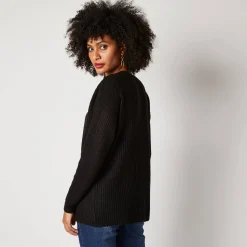 Trui En Vest<Blancheporte Trui met V-hals, patenttricot met zachte touch zwart