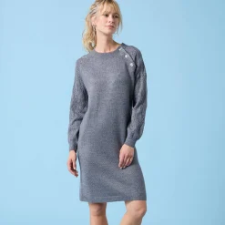 Jurk<Blancheporte Trui Special Petites, fantasiebreisel met zachte touch chiné antraciet