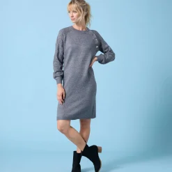 Jurk<Blancheporte Trui Special Petites, fantasiebreisel met zachte touch chiné antraciet