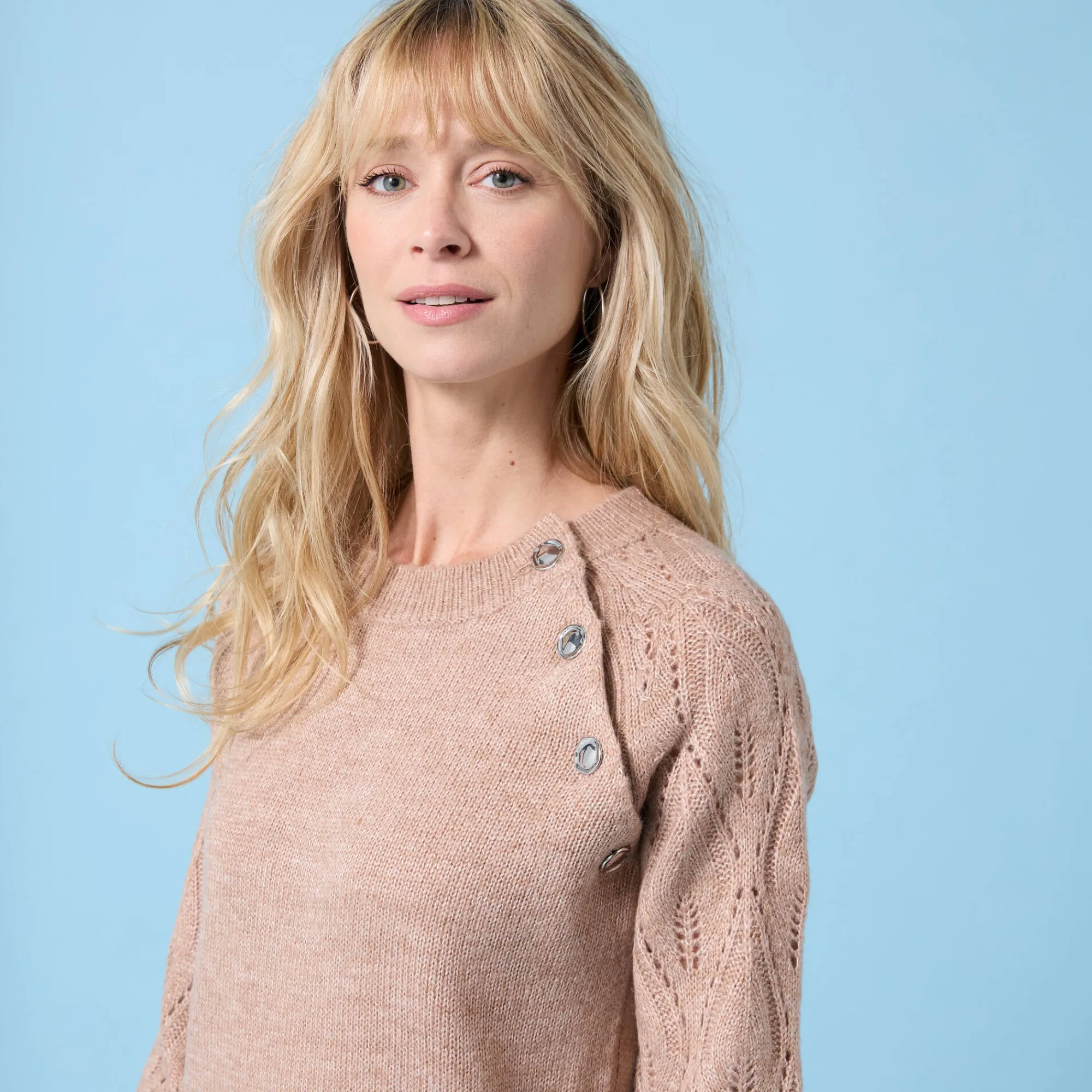 Jurk<Blancheporte Trui Special Petites, fantasiebreisel met zachte touch chiné hazelnootbruin