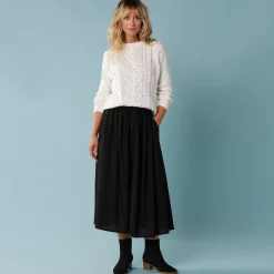 Feestoutfits Dames|Trui En Vest<Blancheporte Trui voor kleine lengtes met kabels en strassen ecru