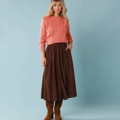 Feestoutfits Dames|Trui En Vest<Blancheporte Trui voor kleine lengtes met kabels en strassen perzik