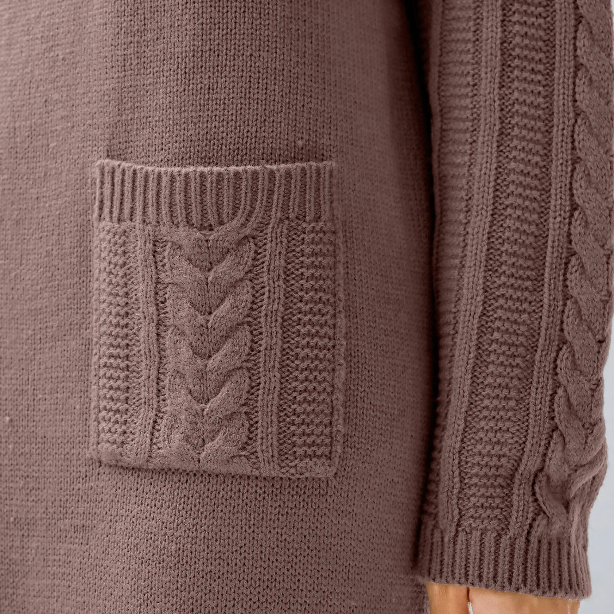 Jurk<Blancheporte Trui-jurk in kabeltricot taupe