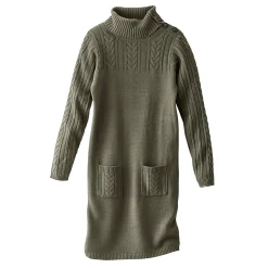 Jurk<Blancheporte Trui-jurk in kabeltricot kaki
