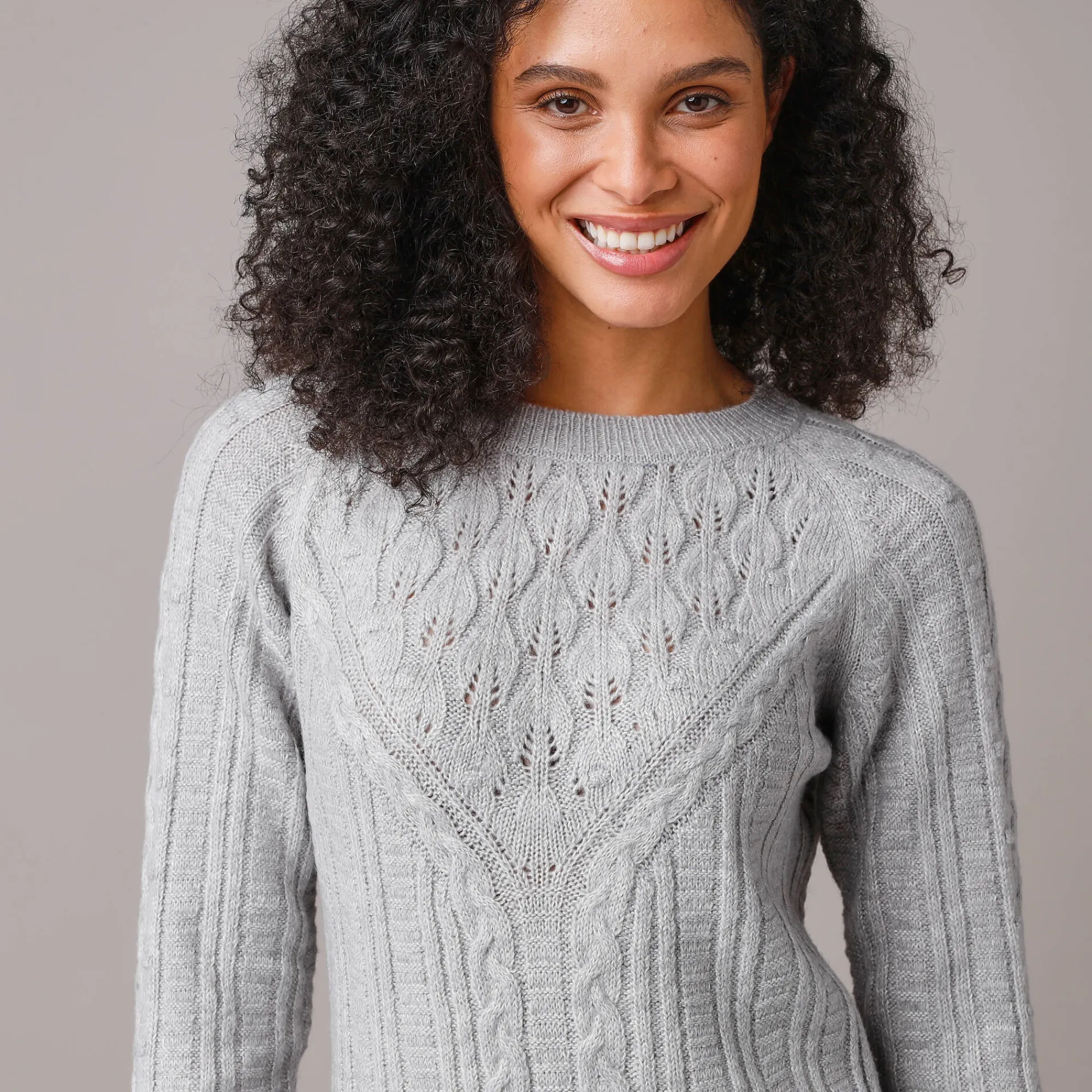 Jurk<Blancheporte Trui-jurk in kabeltricot chiné grijs