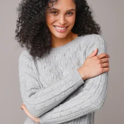 Jurk<Blancheporte Trui-jurk in kabeltricot chiné grijs