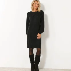 Jurk<Blancheporte Trui-jurk met geschulpte afwerking, fantasietricot zwart