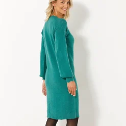 Jurk<Blancheporte Trui-jurk met geschulpte afwerking, fantasietricot smaragdgroen