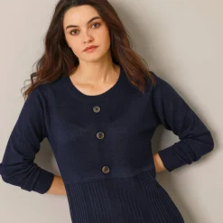 Jurk<Blancheporte Trui-jurk met knoopsluiting marine
