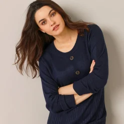 Jurk<Blancheporte Trui-jurk met knoopsluiting marine