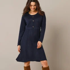 Jurk<Blancheporte Trui-jurk met knoopsluiting marine