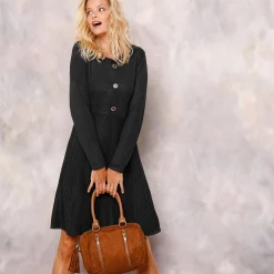 Jurk<Blancheporte Trui-jurk met knoopsluiting zwart