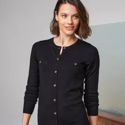 Jurk<Blancheporte Trui-jurk met knoopsluiting, lange mouwen zwart