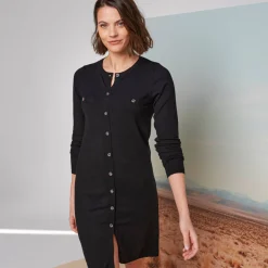 Jurk<Blancheporte Trui-jurk met knoopsluiting, lange mouwen zwart