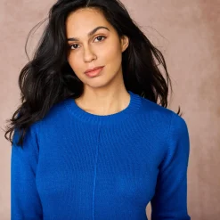 Jurk<Blancheporte Trui-jurk met zakken blauw