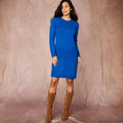 Jurk<Blancheporte Trui-jurk met zakken blauw