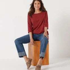 T-Shirt En Topje<Blancheporte T-shirt in glanstricot bordeaux