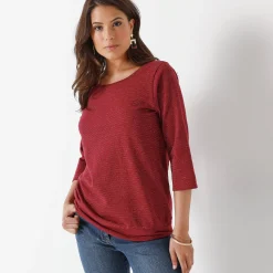 T-Shirt En Topje<Blancheporte T-shirt in glanstricot bordeaux