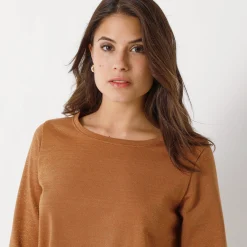 T-Shirt En Topje<Blancheporte T-shirt in glanstricot hazelnootbruin