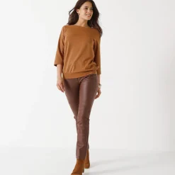 T-Shirt En Topje<Blancheporte T-shirt in glanstricot hazelnootbruin