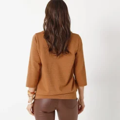 T-Shirt En Topje<Blancheporte T-shirt in glanstricot hazelnootbruin