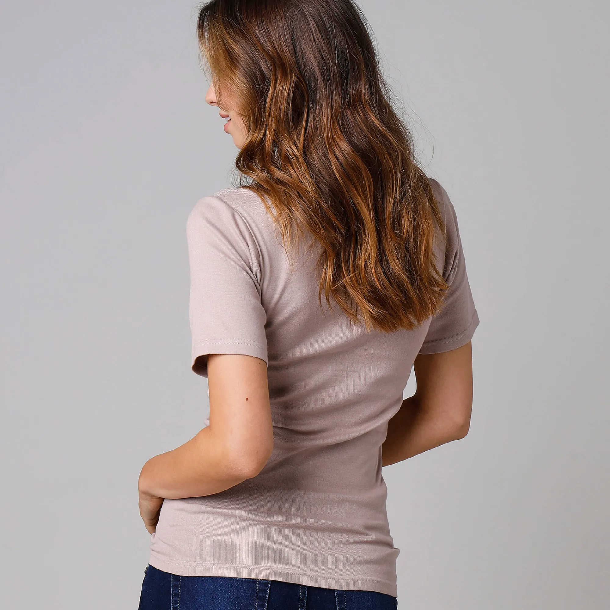 Thermisch Ondergoed<Blancheporte T-shirt in katoen en kant - set van 2 nerts