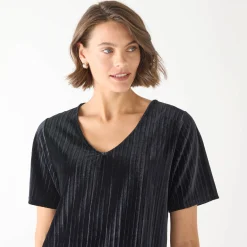 Feestoutfits Dames|T-Shirt En Topje<Blancheporte T-shirt in velours met reliëf, korte mouwen zwart