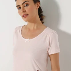 Pyjama<Blancheporte T-shirt met bloemenprint - korte mouwen roze