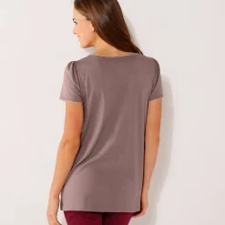 Pyjama<Blancheporte T-shirt met bloemenprint - korte mouwen taupe