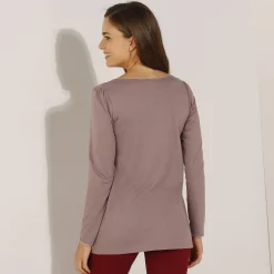 Pyjama<Blancheporte T-shirt met bloemenprint - lange mouwen taupe