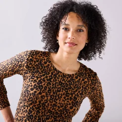 T-Shirt En Topje<Blancheporte T-shirt met dierenhuidprint, stretch karamel / zwart