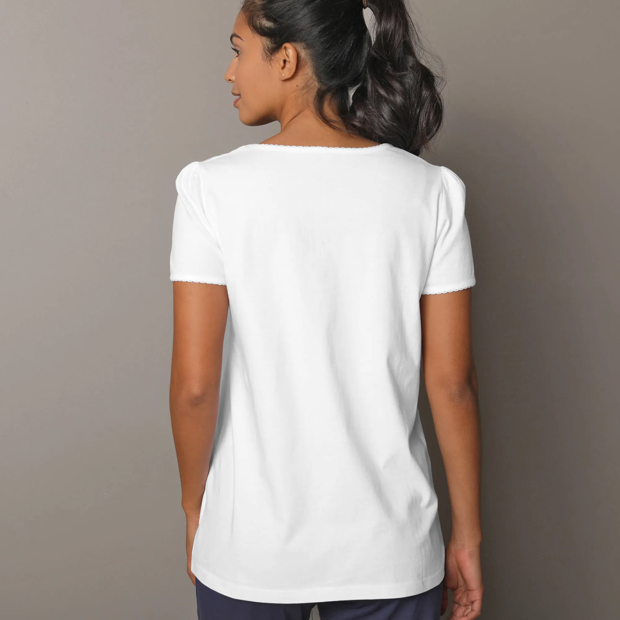 Pyjama<Blancheporte T-shirt met geplaatste landelijke print - korte mouwen wit