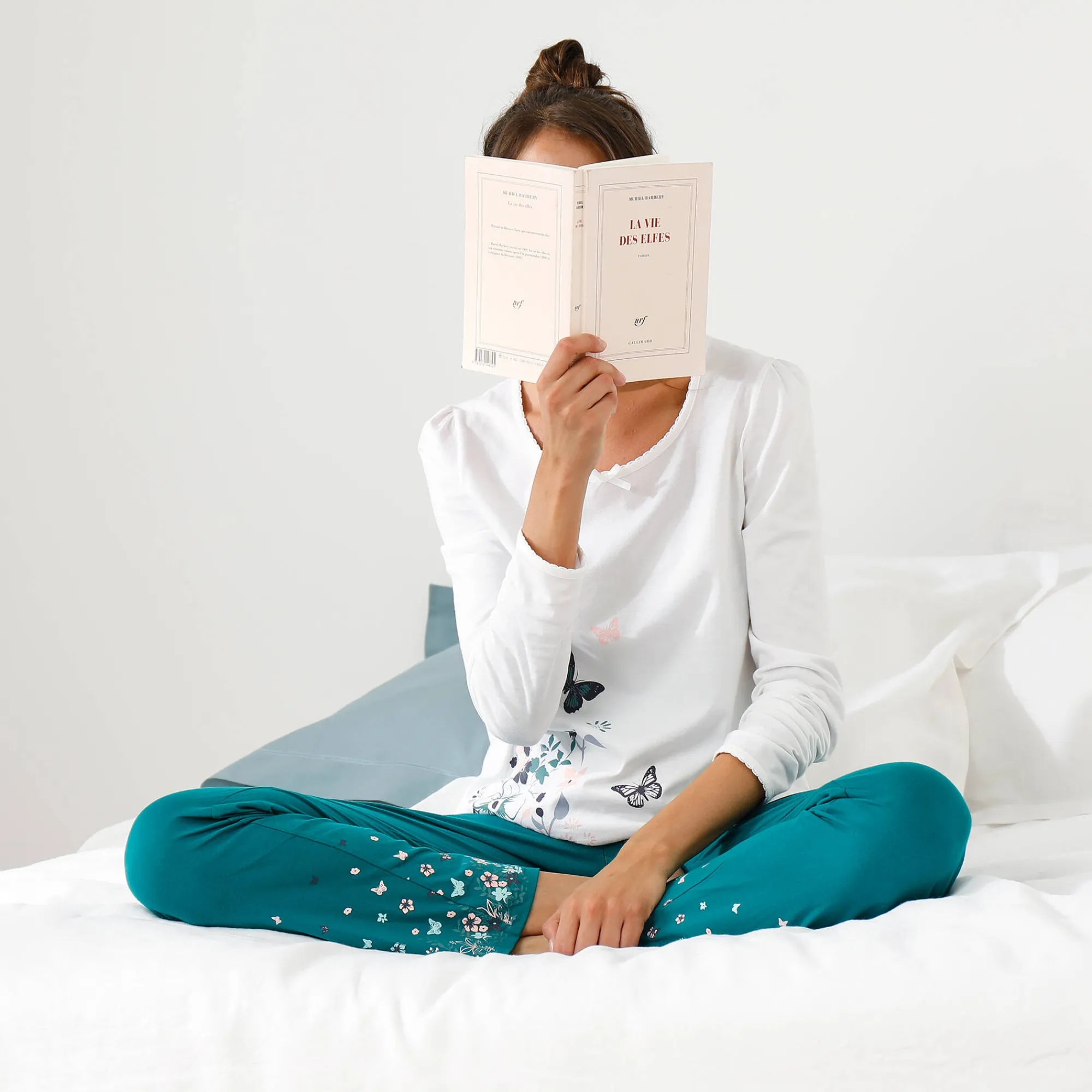 Pyjama<Blancheporte T-shirt met geplaatste landelijke print - lange mouwen wit