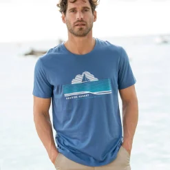 T-Shirt, Hemd En Polo<Blancheporte T-shirt met geplaatste print en korte mouwen blauw