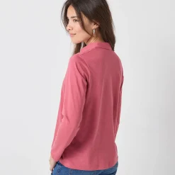 T-Shirt En Topje<Blancheporte T-shirt met knopen, lange mouwen en polokraag grijsvioline
