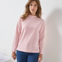 Thermisch Ondergoed<Blancheporte T-shirt met 'koker' kraag, in microfleece - intense warmte roze