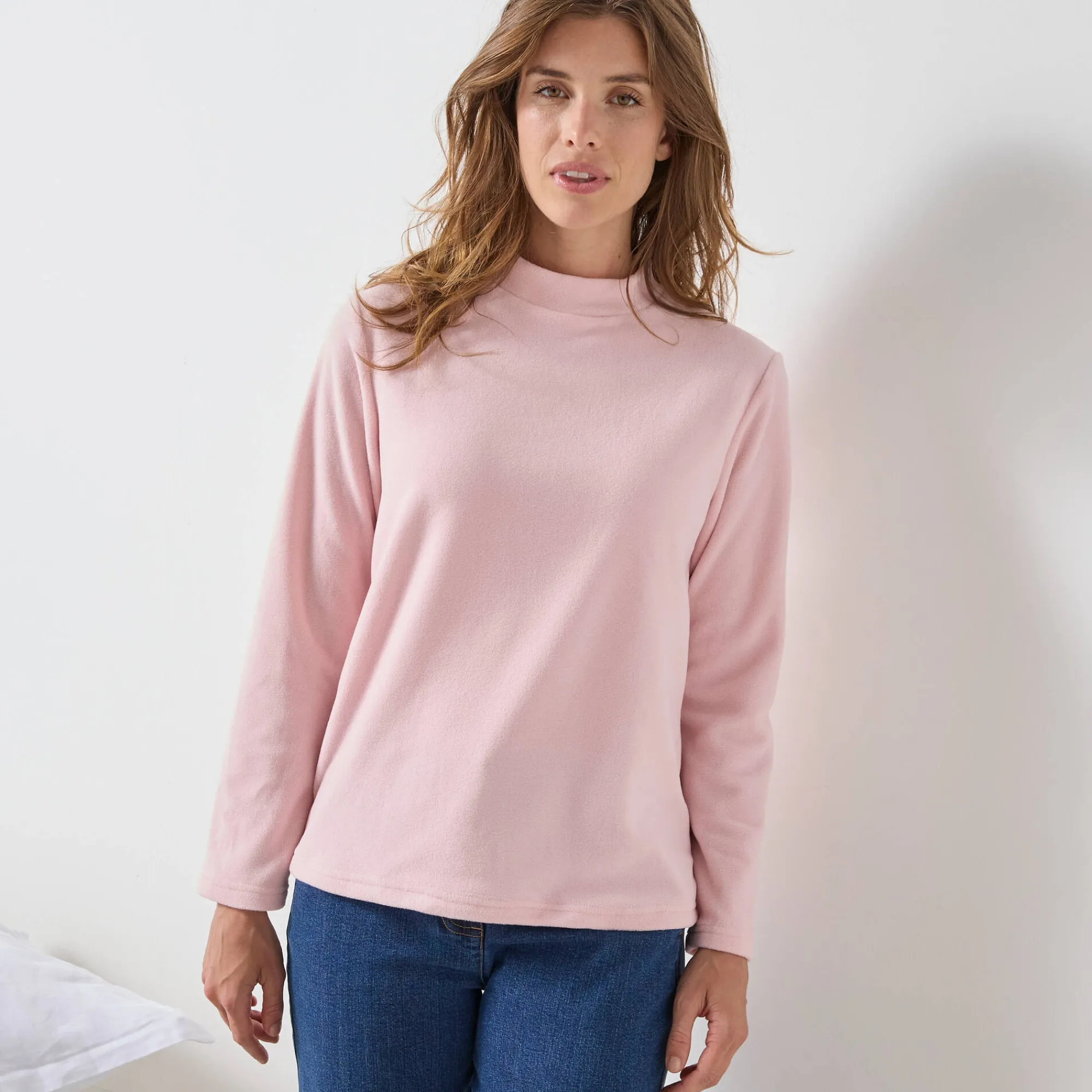 Thermisch Ondergoed<Blancheporte T-shirt met 'koker' kraag, in microfleece - intense warmte roze