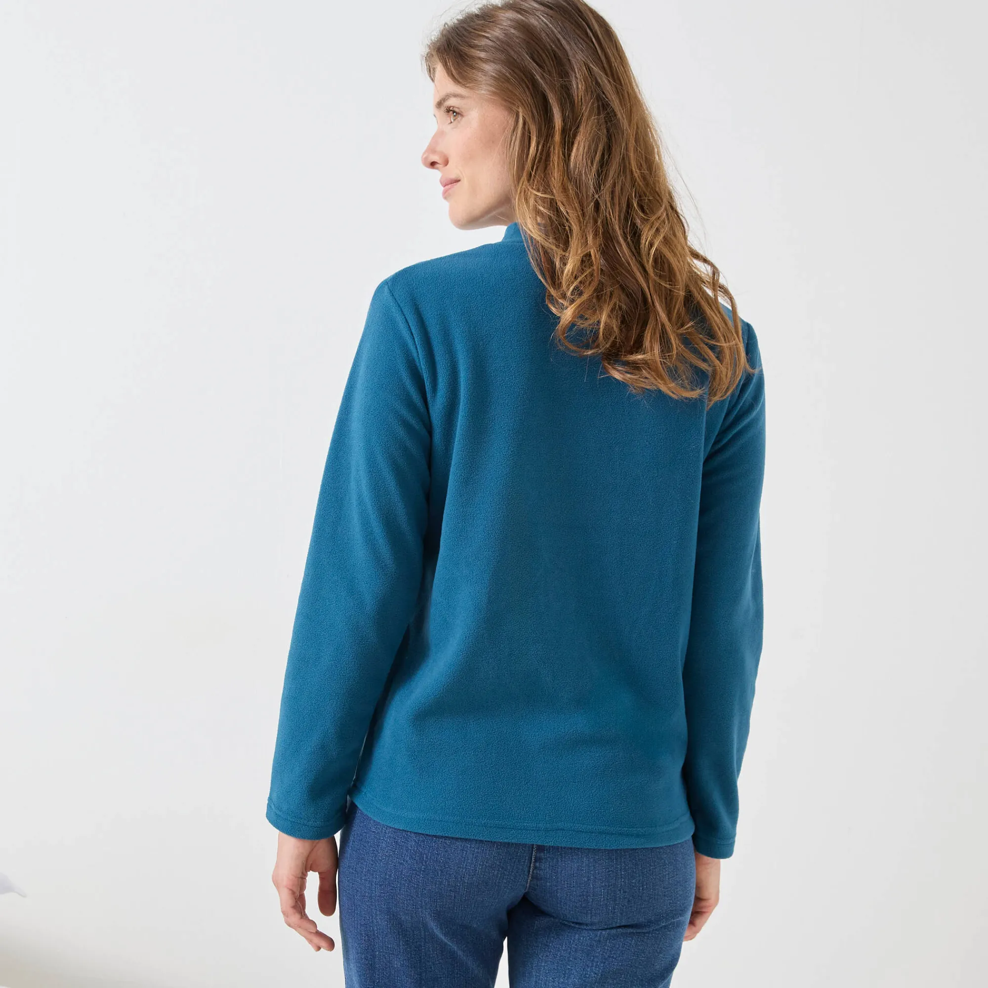 Thermisch Ondergoed<Blancheporte T-shirt met 'koker' kraag, in microfleece - intense warmte petroleumblauw
