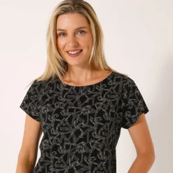 T-Shirt En Topje<Blancheporte T-shirt met korte mouwen, bedrukt zwart