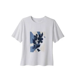 T-Shirt En Topje<Blancheporte T-shirt met korte mouwen en geplaatste print, kleine lengtes wit