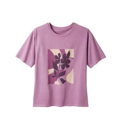 T-Shirt En Topje<Blancheporte T-shirt met korte mouwen en geplaatste print, kleine lengtes violine