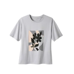 T-Shirt En Topje<Blancheporte T-shirt met korte mouwen en geplaatste print, kleine lengtes grijs