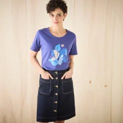 T-Shirt En Topje<Blancheporte T-shirt met korte mouwen en geplaatste print marine